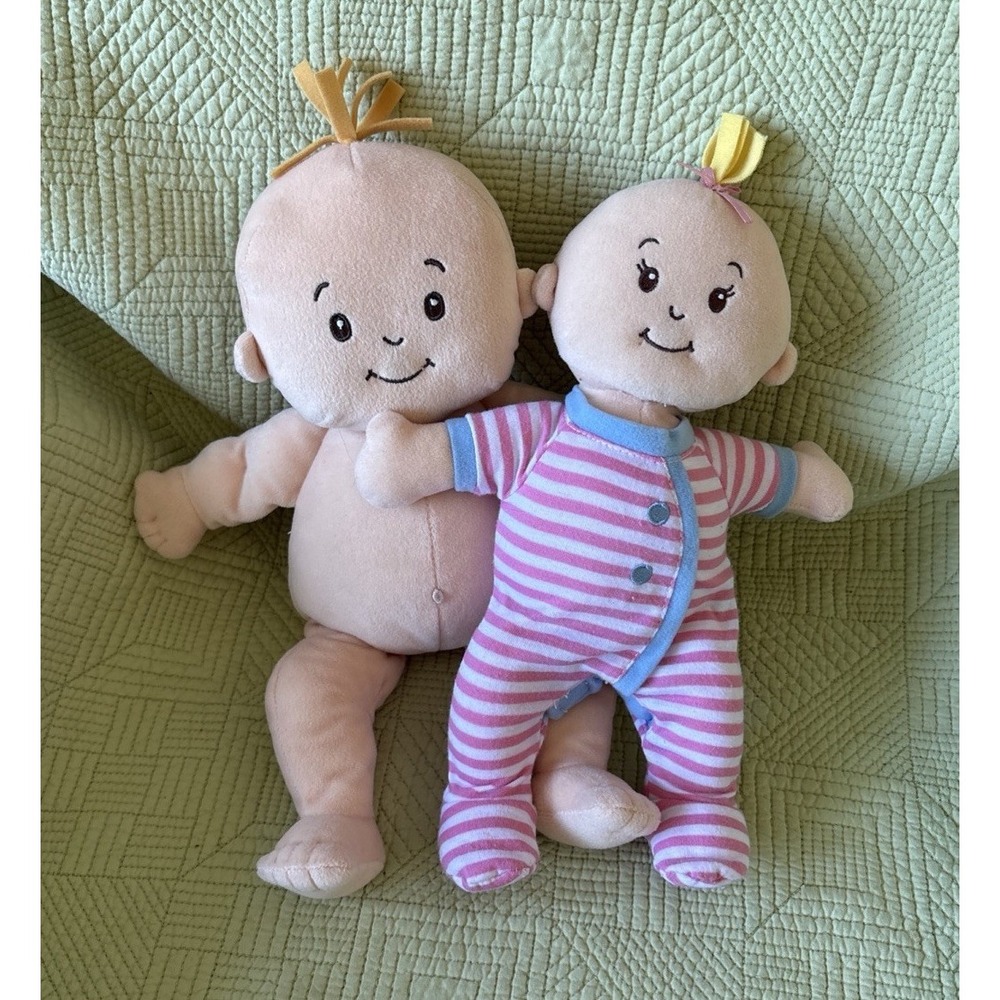 Manhattan Toy Wee Baby Stella Dolls Lot of 2 Plush Soft Baby Dolls Pink Outfit